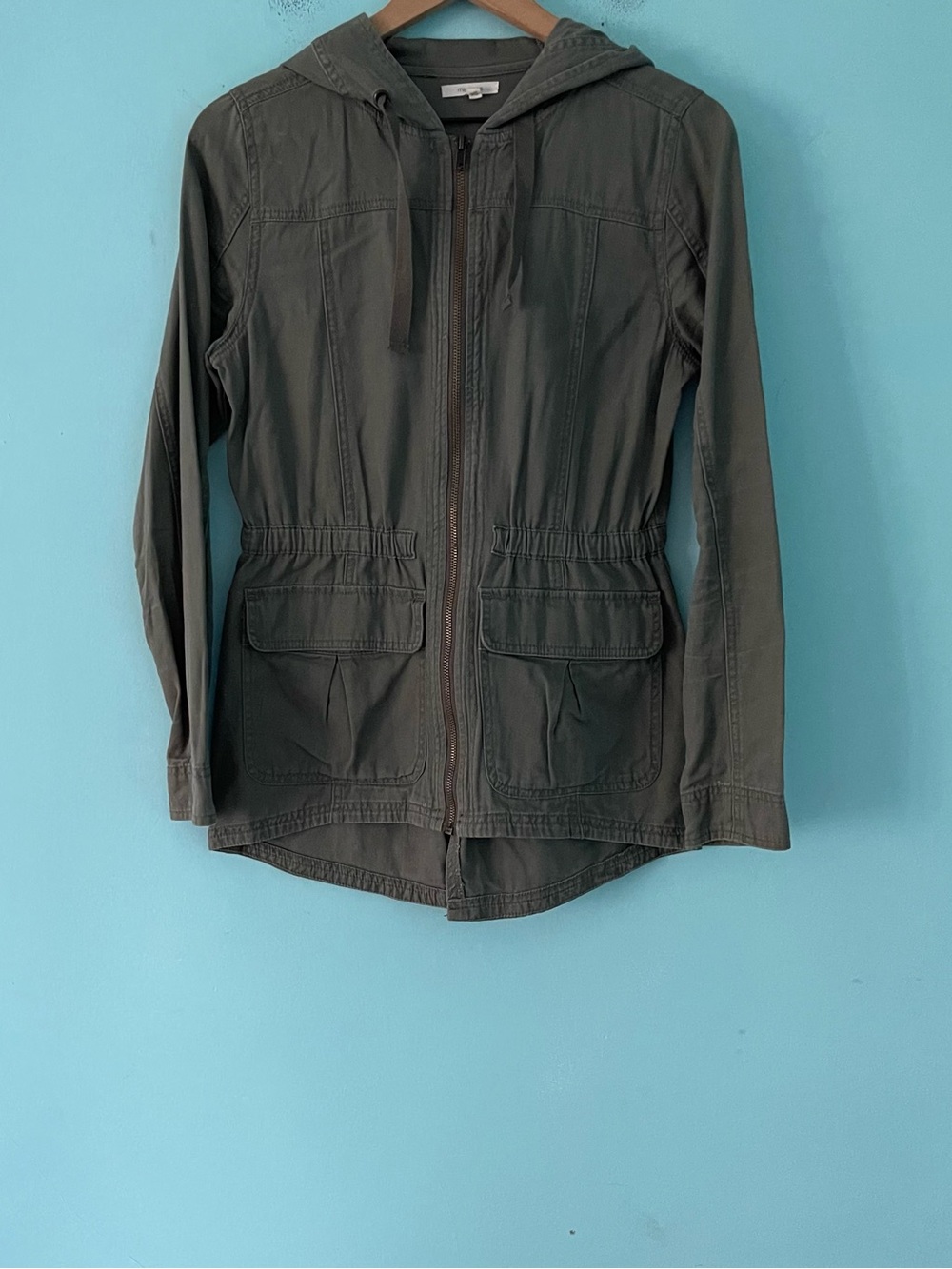 Maurices Army Green Surplus Utility Hooded Jacket XS Lightweight Canvas Spring